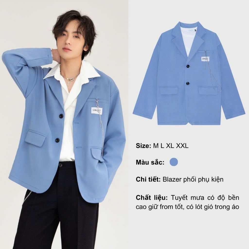 Áo Blazer Dài Tay Nam MANDO Kèm Phụ Kiện Kiểu Dáng Unisex Trẻ Trung Thời Trang Hàn Quốc