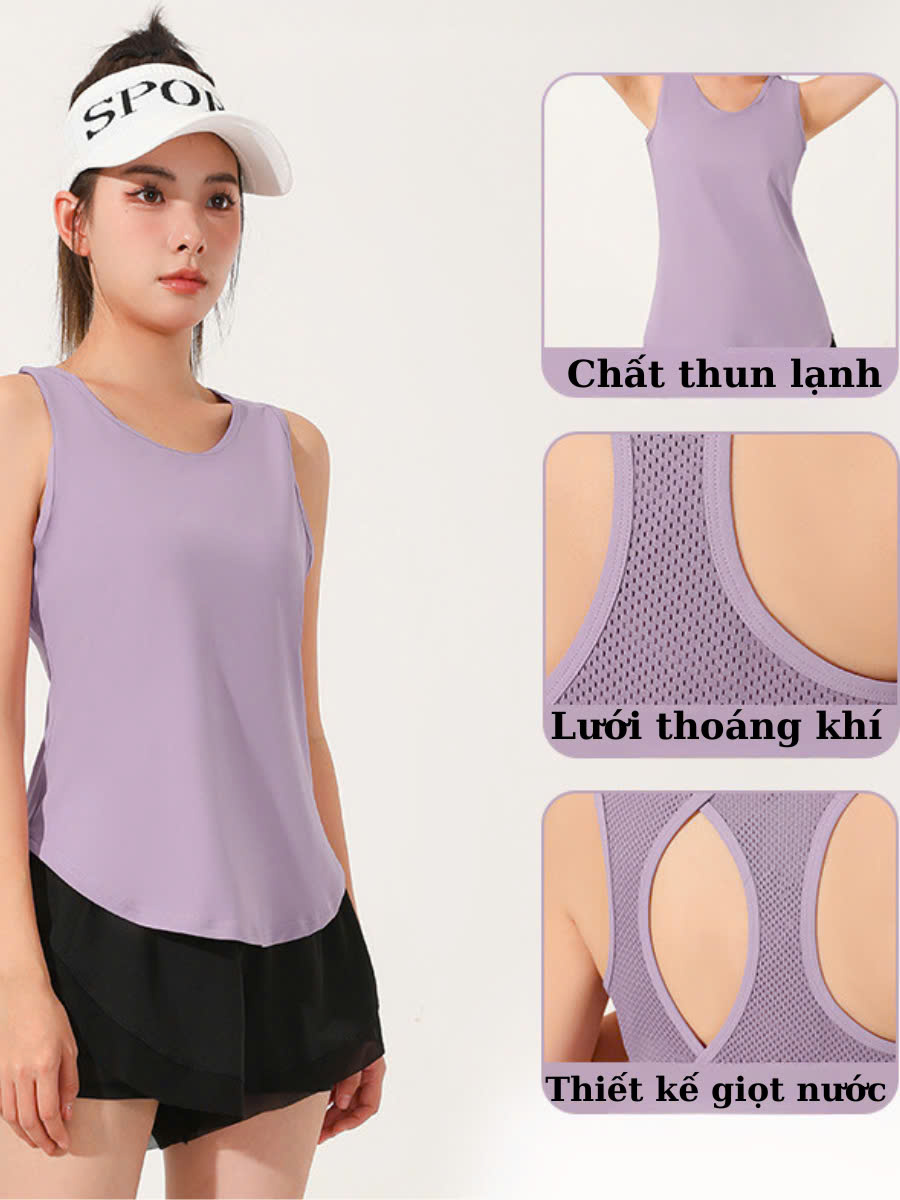 Áo Tanktop Tập Gym Áo Tập Yoga Áo Thể Dục Chạy Bộ Có Chống Sốc Co Giãn 4 Chiều Thoáng Mát