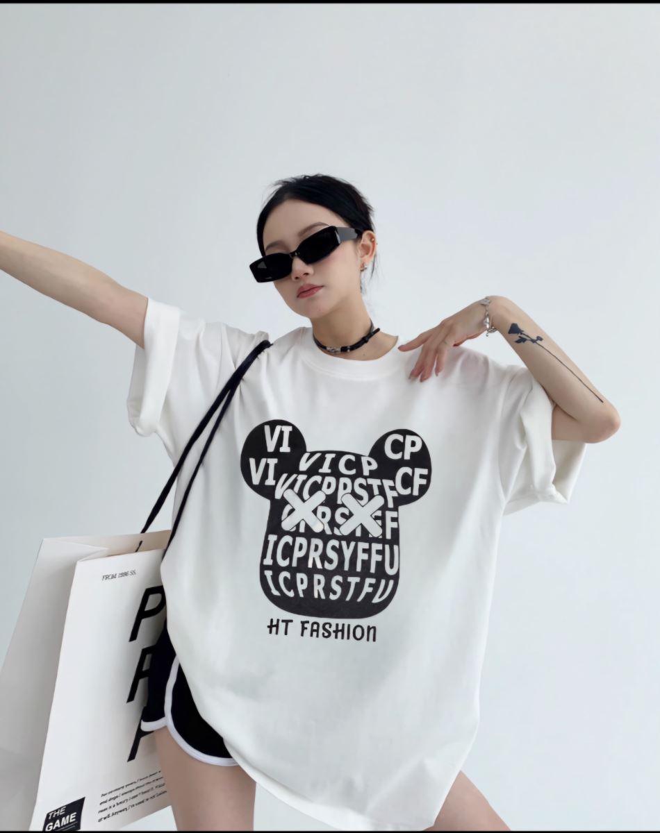 Áo Phông Unisex in hình gấu HT fashion Form Rộng Oversize